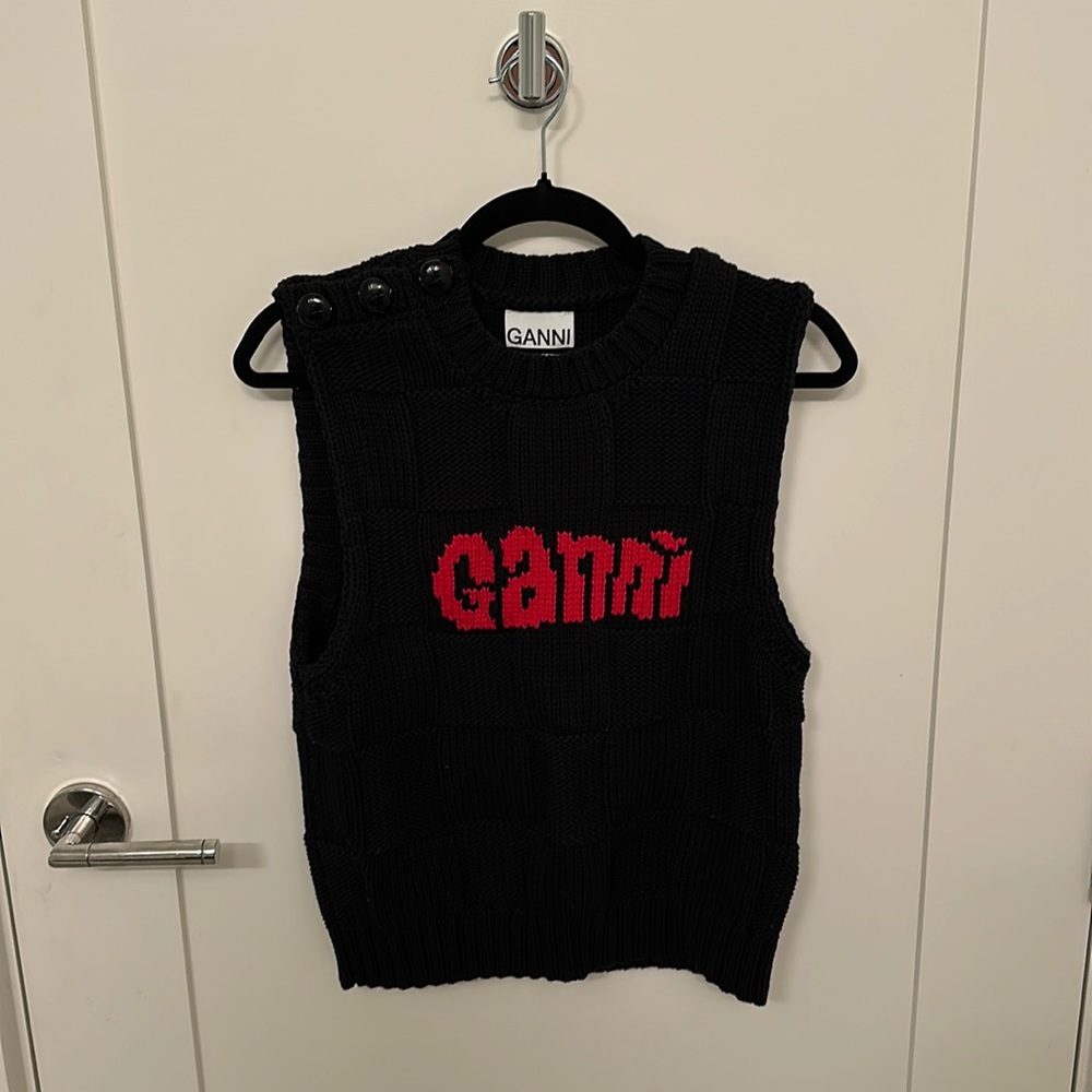 Ganni Black Sweater Vest